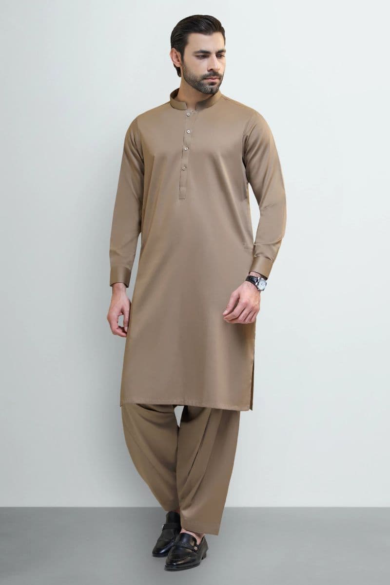 Brown Cotton Shalwar Kameez thumbnail