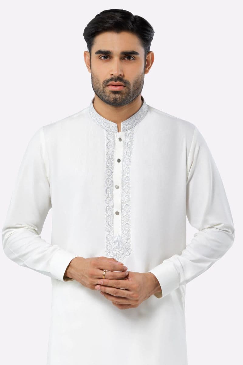 Off White Wash & Wear Shalwar Kameez thumbnail