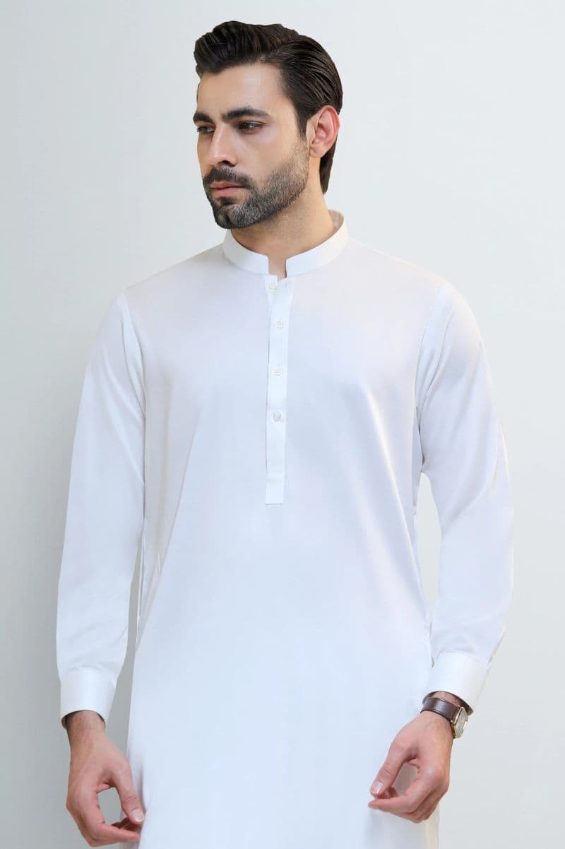 Off White Cotton Shalwar Kameez thumbnail