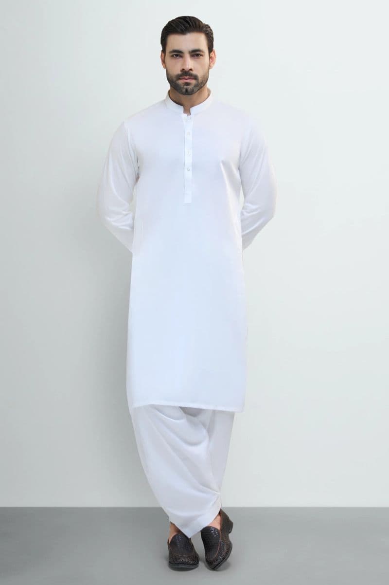 Off White Cotton Shalwar Kameez thumbnail