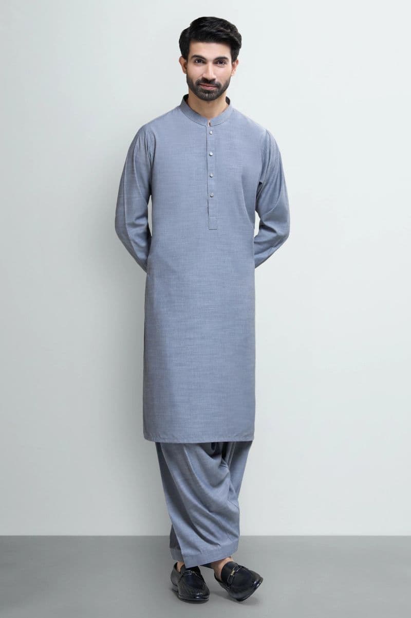 Ash Grey Wash & Wear Shalwar Kameez thumbnail