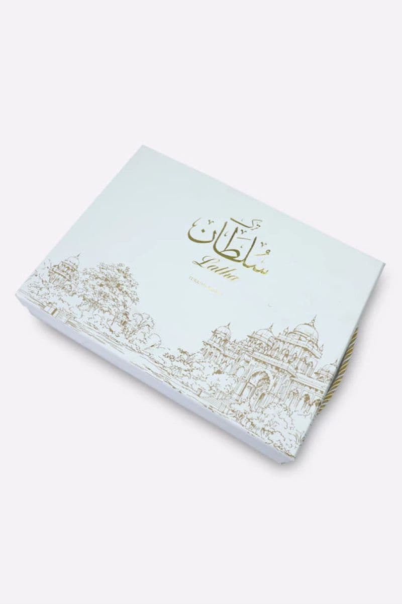 White Latha Fabric with Gifting Box
