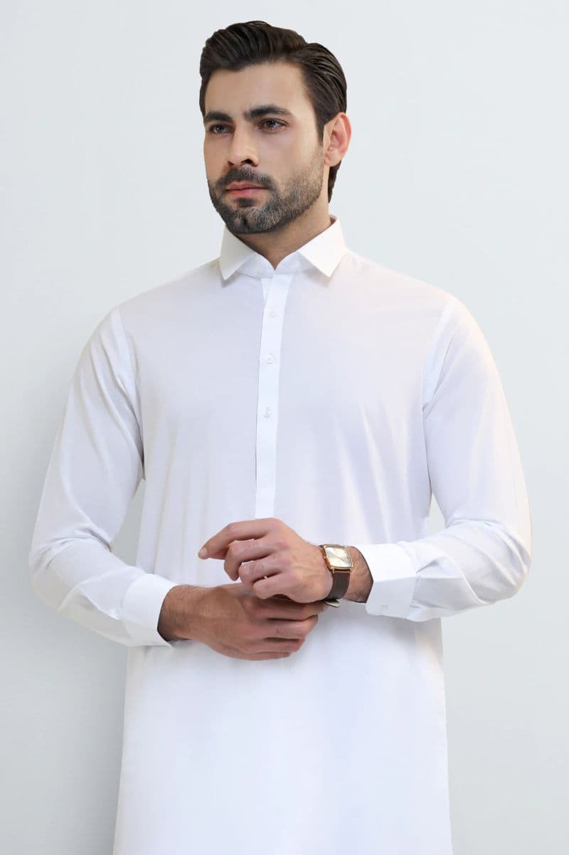 White Cotton Shalwar Kameez thumbnail