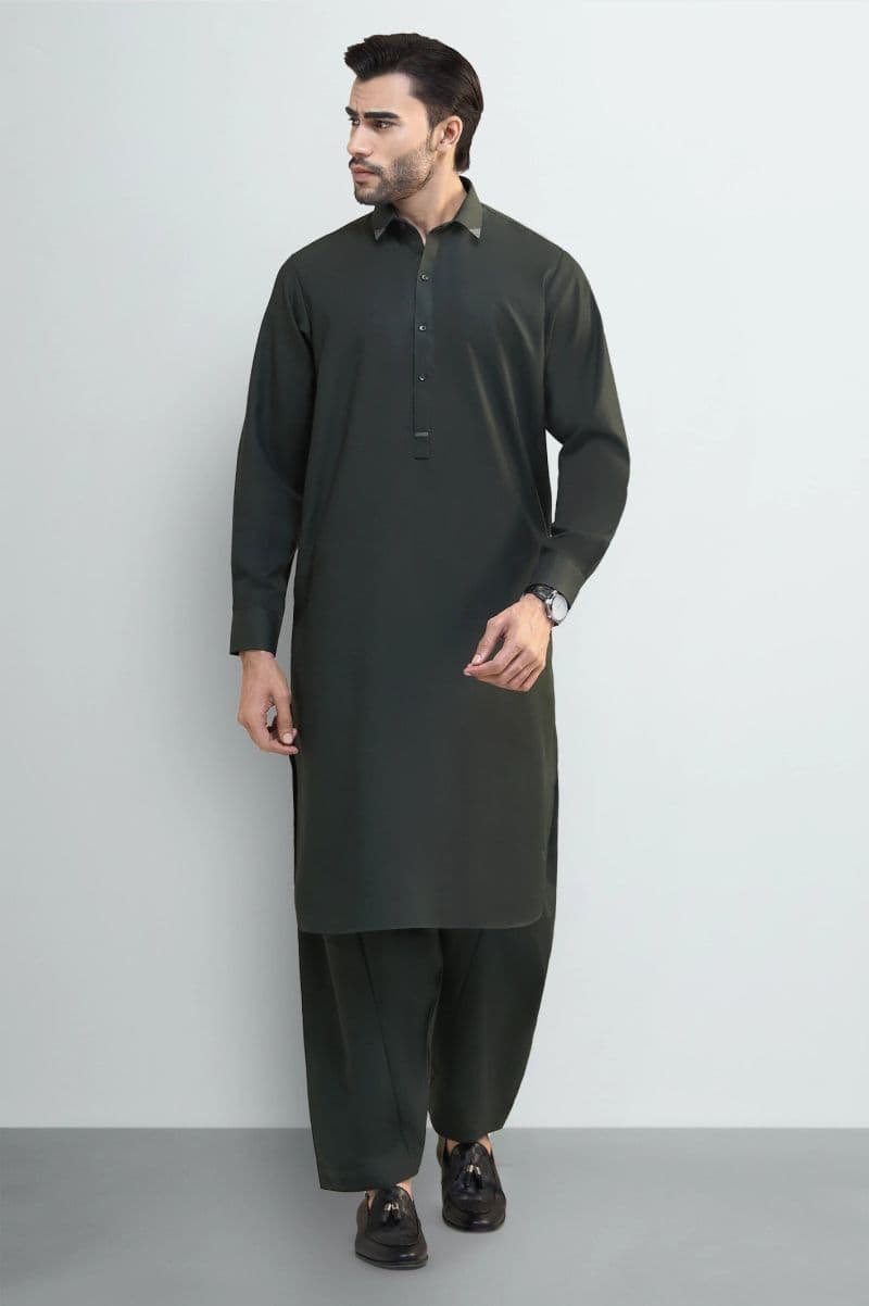 Dark Green Wash & Wear Shalwar Kameez
