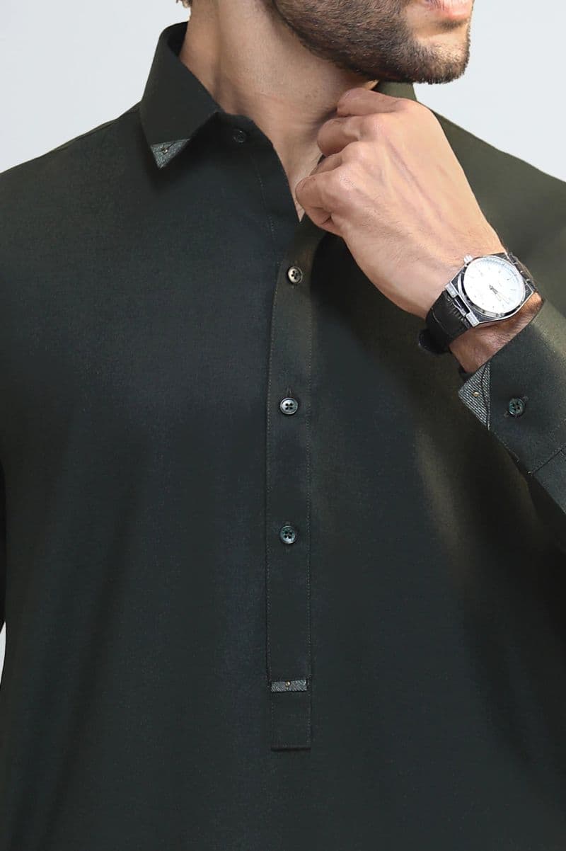 Dark Green Wash & Wear Shalwar Kameez