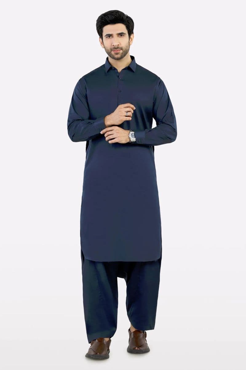 Navy Blue Wash & Wear Fabric