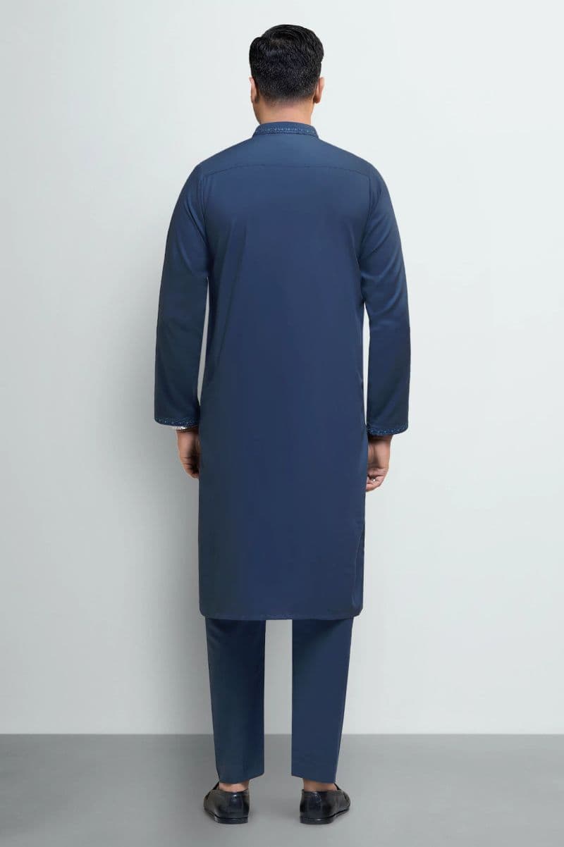 Teal Blue Wash & Wear Kurta Pajama thumbnail