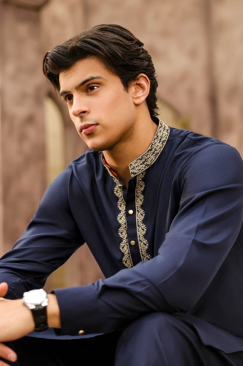 Navy Blue Wash & Wear Shalwar Kameez thumbnail