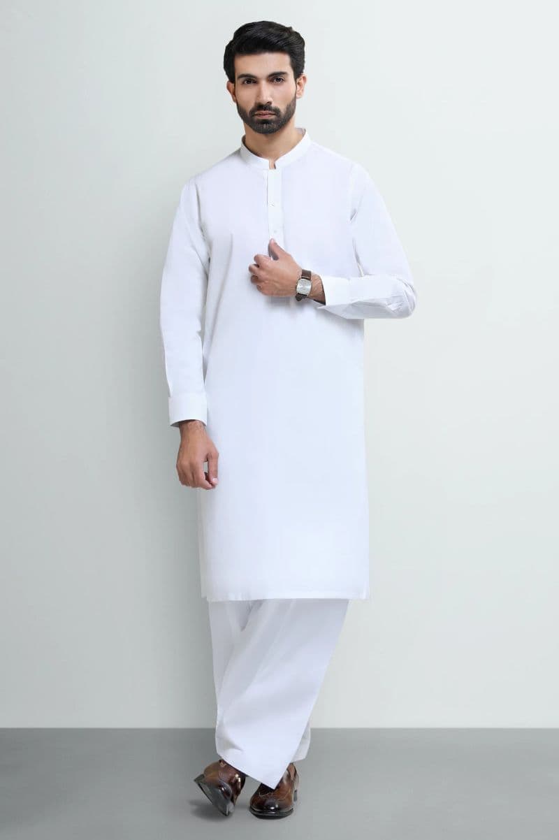 Off White Cotton Shalwar Kameez