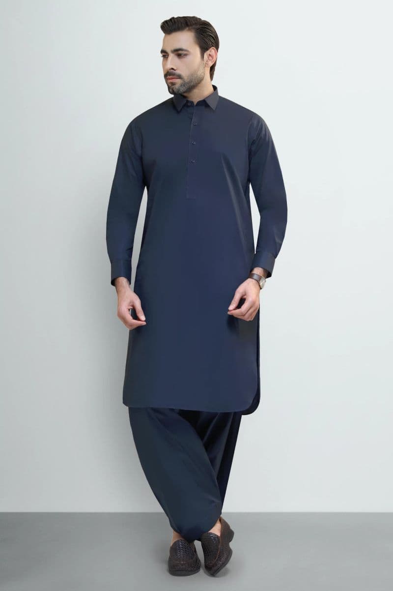 Navy Blue Cotton Shalwar Kameez thumbnail