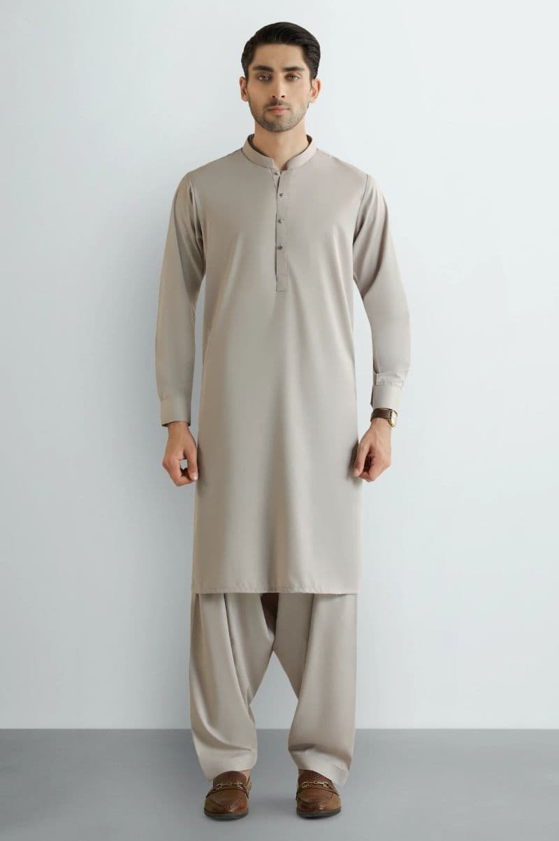 Light Beige Wash & Wear Shalwar Kameez thumbnail