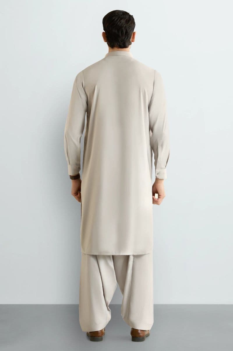Light Beige Wash & Wear Shalwar Kameez thumbnail