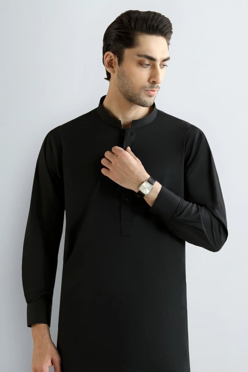Black Wash & Wear Shalwar Kameez thumbnail