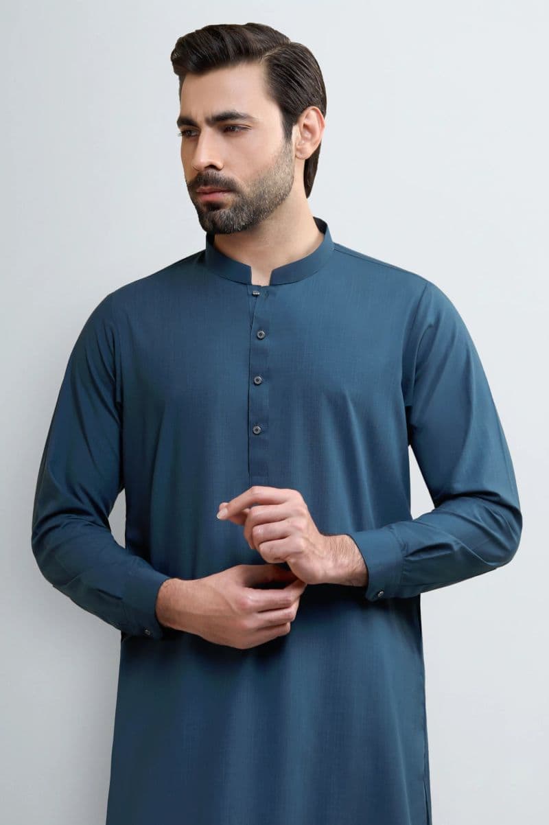 Teal Blue Wash & Wear Shalwar Kameez thumbnail
