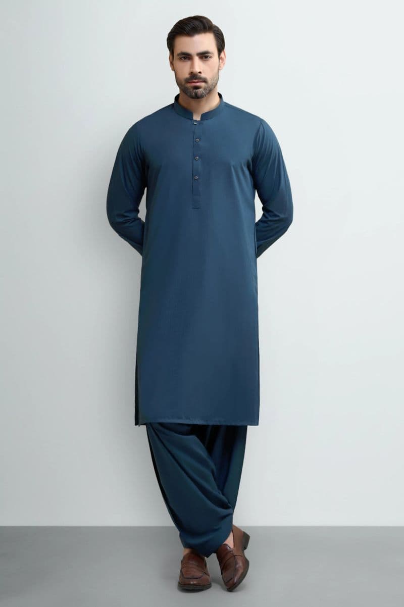Teal Blue Wash & Wear Shalwar Kameez thumbnail