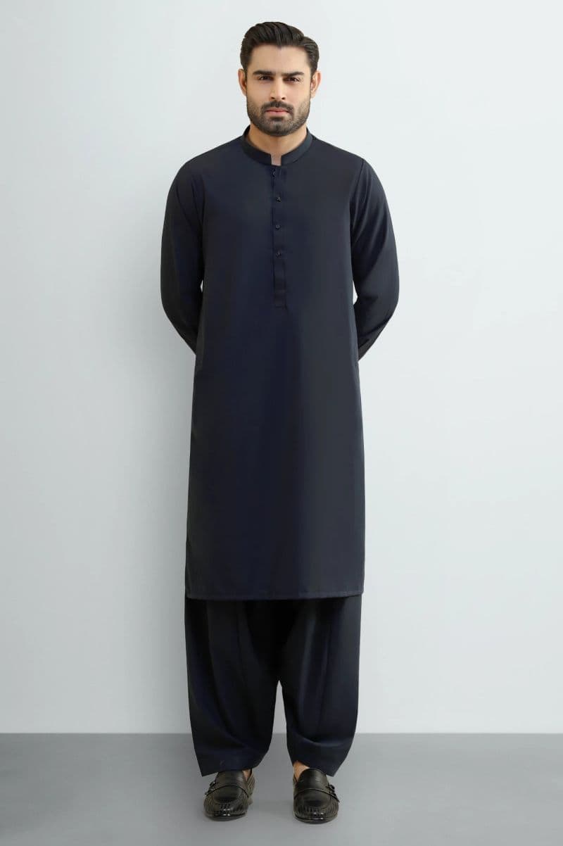 Navy Blue Wash & Wear Shalwar Kameez