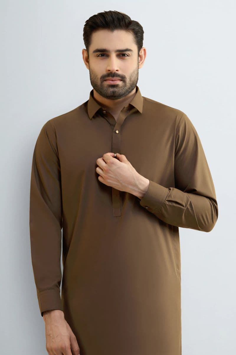 Brown Wash & Wear Shalwar Kameez thumbnail