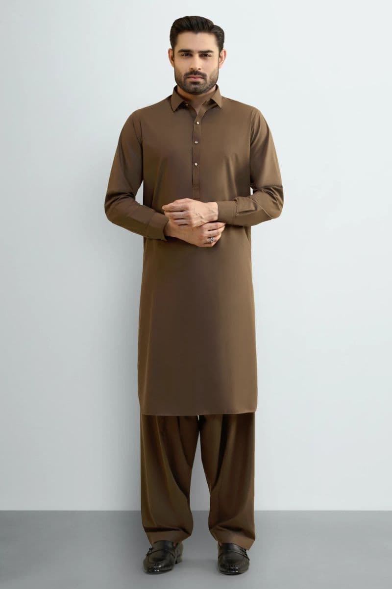 Brown Wash & Wear Shalwar Kameez thumbnail
