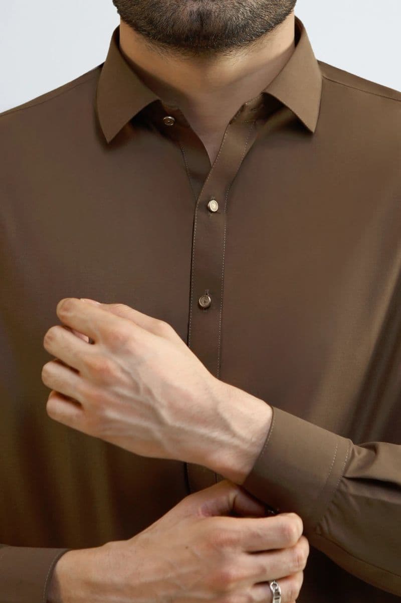 Brown Wash & Wear Shalwar Kameez thumbnail