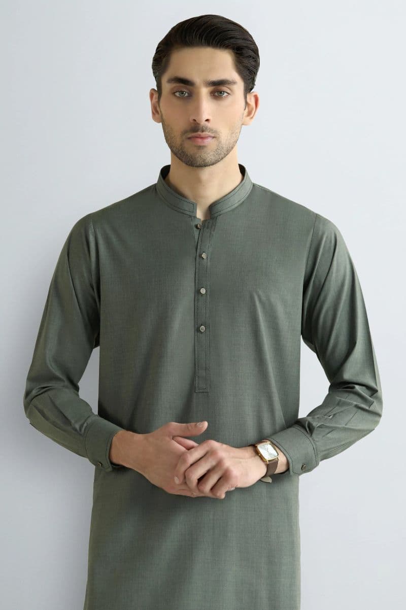 Dark Green Wash & Wear Shalwar Kameez