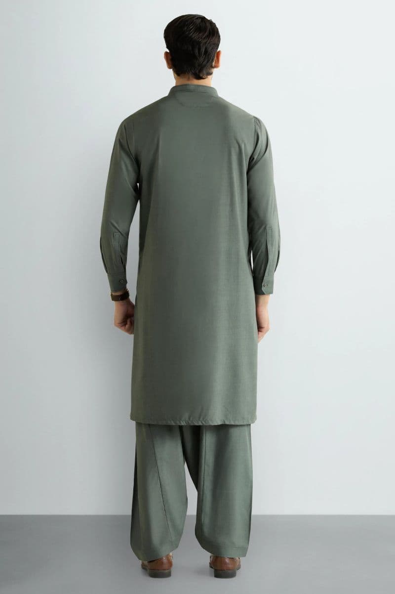 Dark Green Wash & Wear Shalwar Kameez