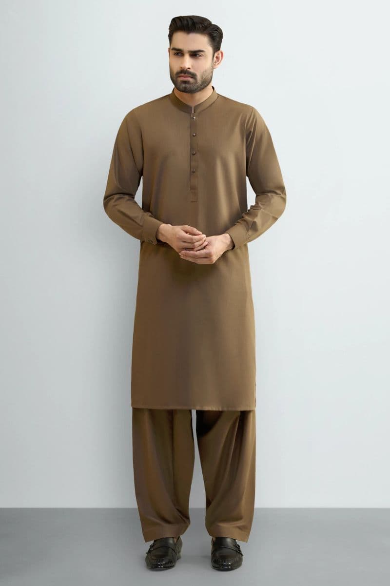 Dark Brown Wash & Wear Shalwar Kameez thumbnail