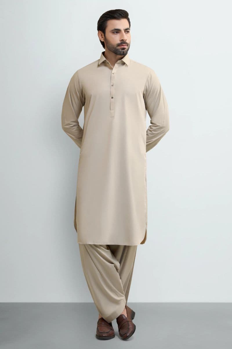 Fawn Wash & Wear Shalwar Kameez thumbnail