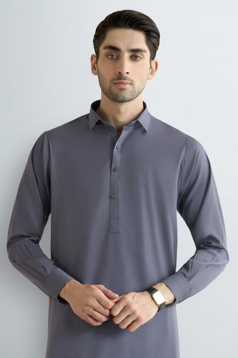 Grey Wash & Wear Shalwar Kameez thumbnail