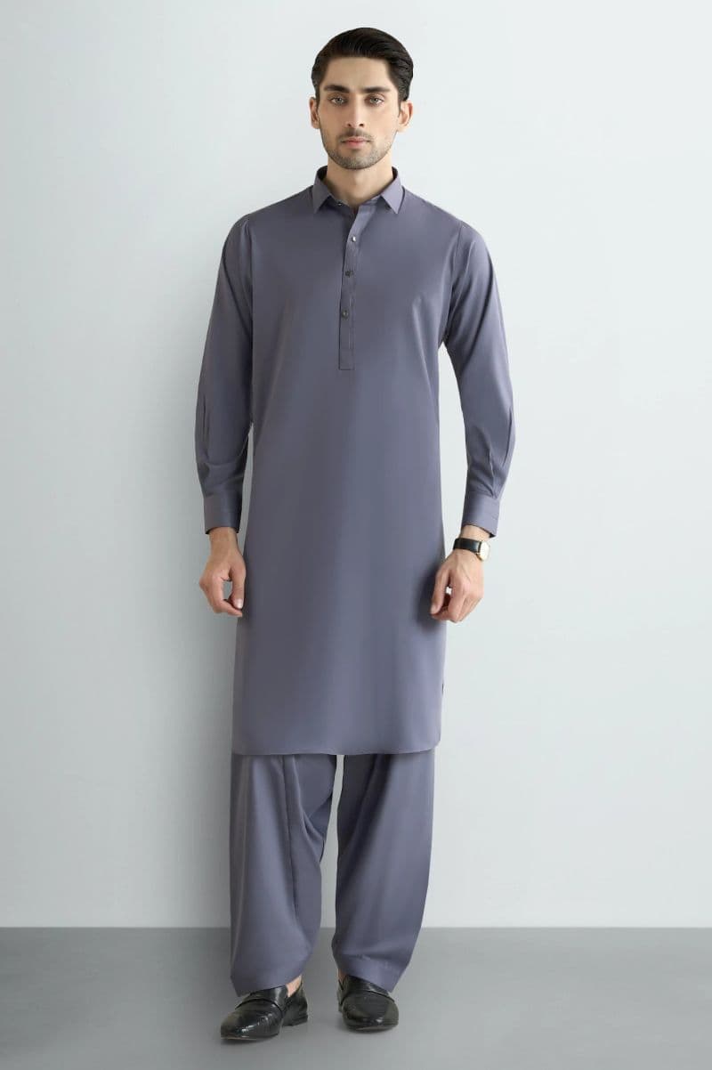 Grey Wash & Wear Shalwar Kameez thumbnail