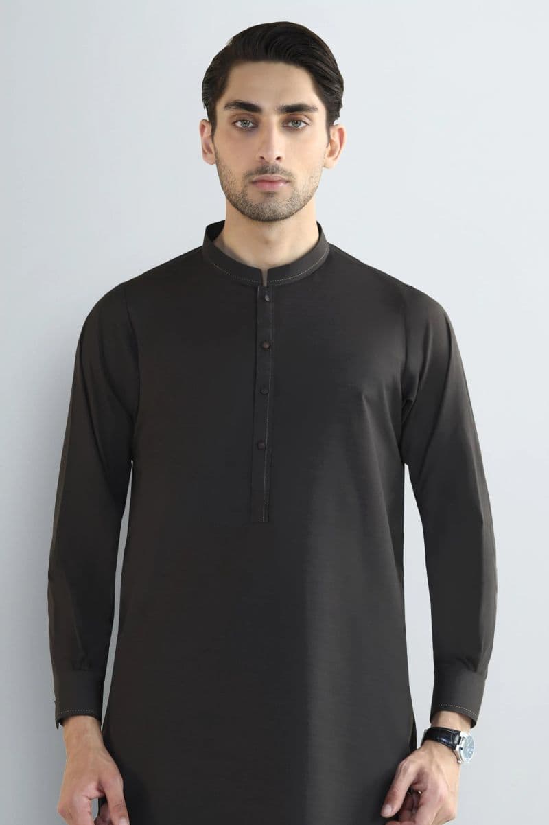 Coffee Brown Wash & Wear Shalwar Kameez thumbnail