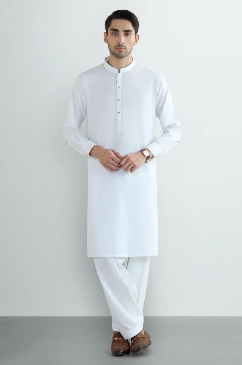 Off White Wash & Wear Shalwar Kameez thumbnail