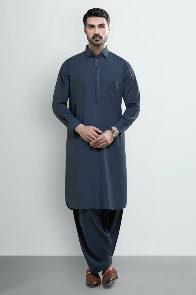 Bottle Green Wash & Wear Shalwar Kameez