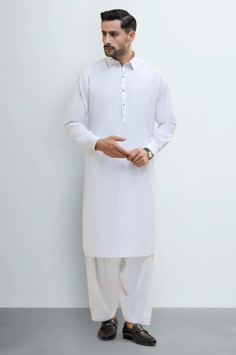 White Wash & Wear Shalwar Kameez thumbnail