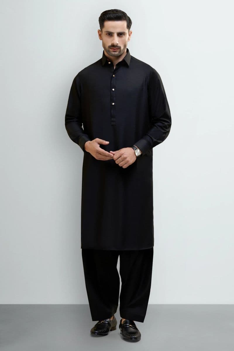 Black Wash & Wear Shalwar Kameez thumbnail