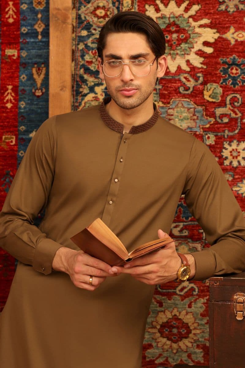 Brown Wash & Wear Shalwar Kameez thumbnail