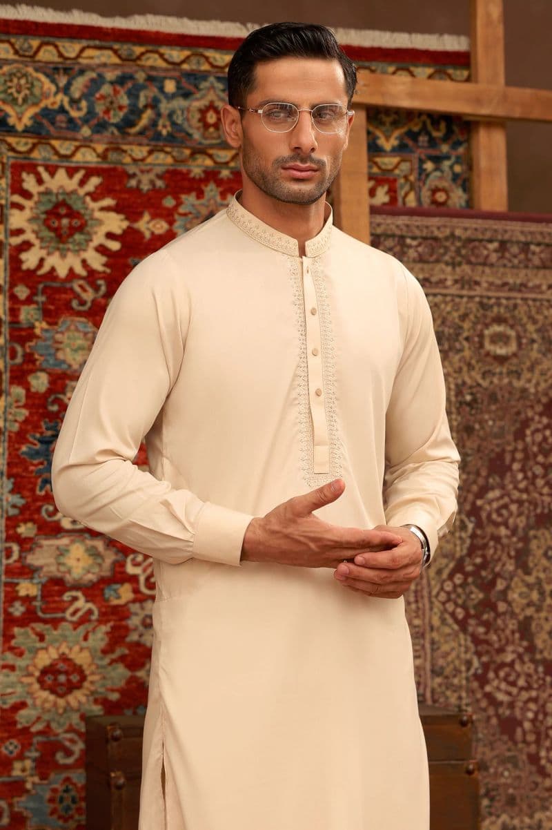 Fawn Wash & Wear Shalwar Kameez thumbnail