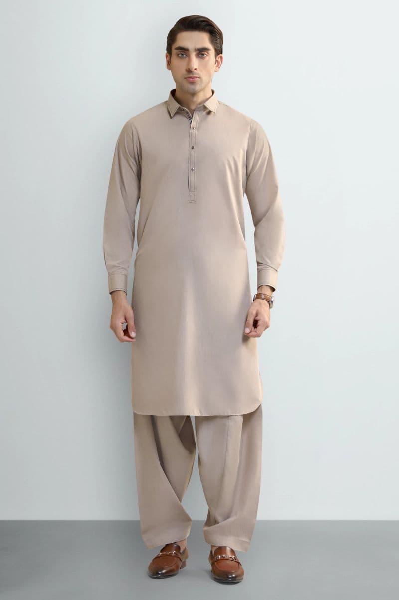 Brown Wash & Wear Shalwar Kameez thumbnail