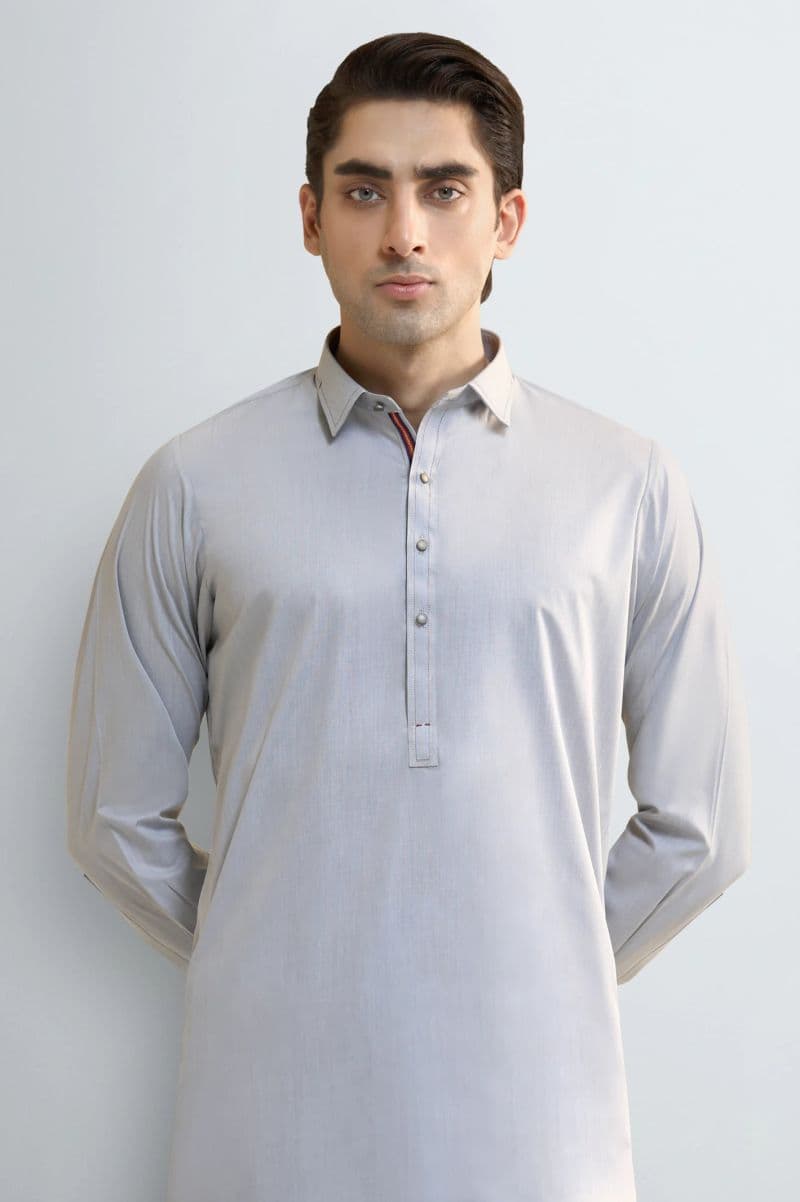 L-GREY Wash & Wear Shalwar Kameez thumbnail