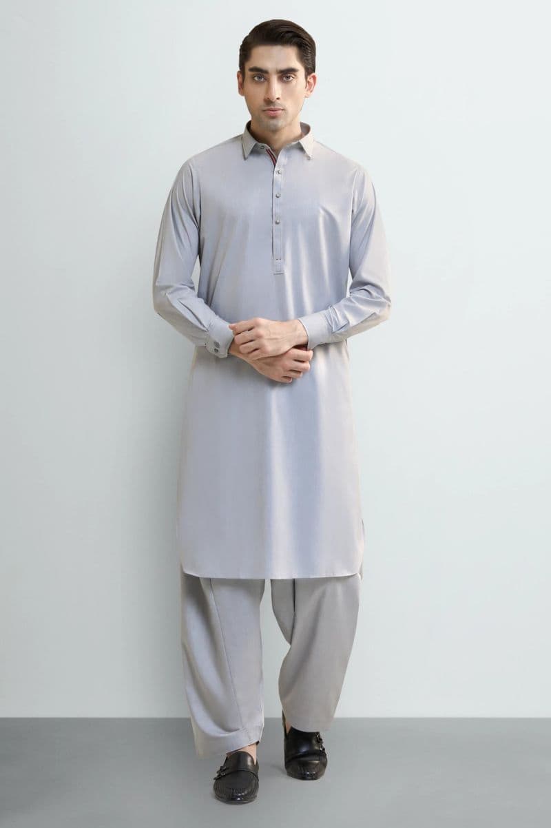 L-GREY Wash & Wear Shalwar Kameez thumbnail