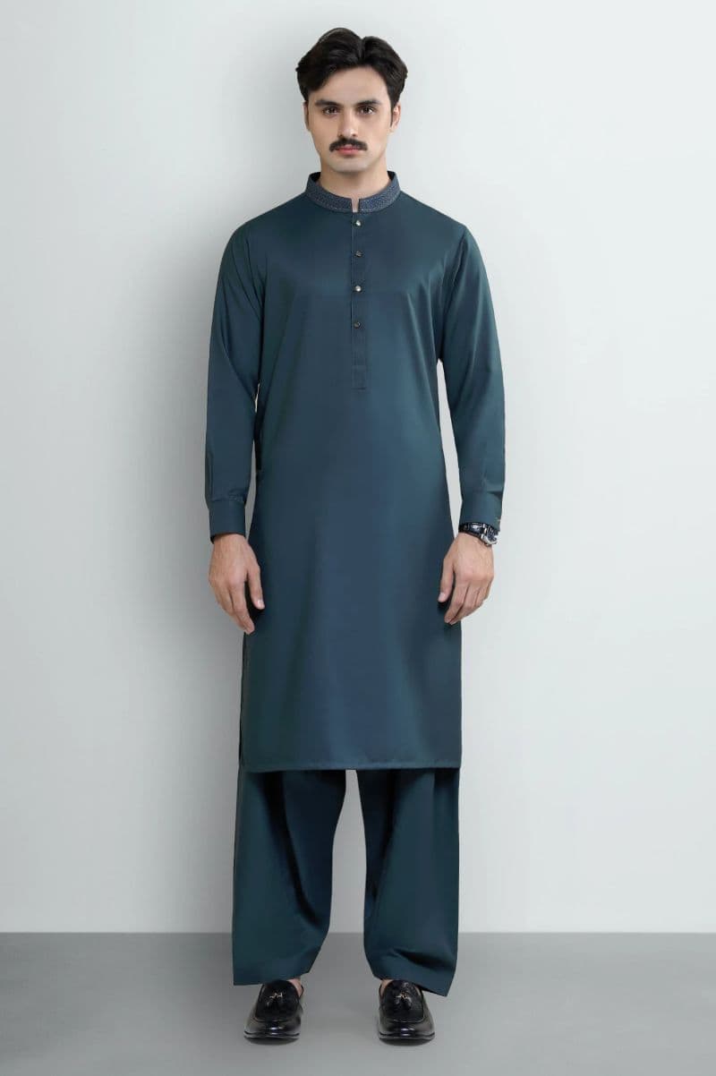 Dark Green Wash & Wear Shalwar Kameez