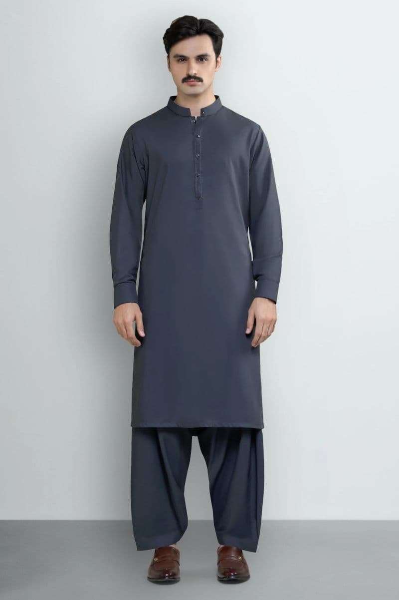 Dark Grey Wash & Wear Shalwar Kameez