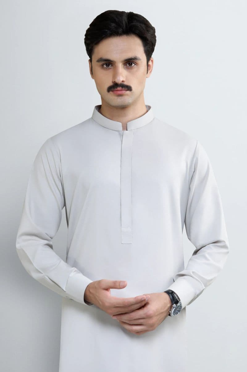 L-Grey Wash & Wear Shalwar Kameez
