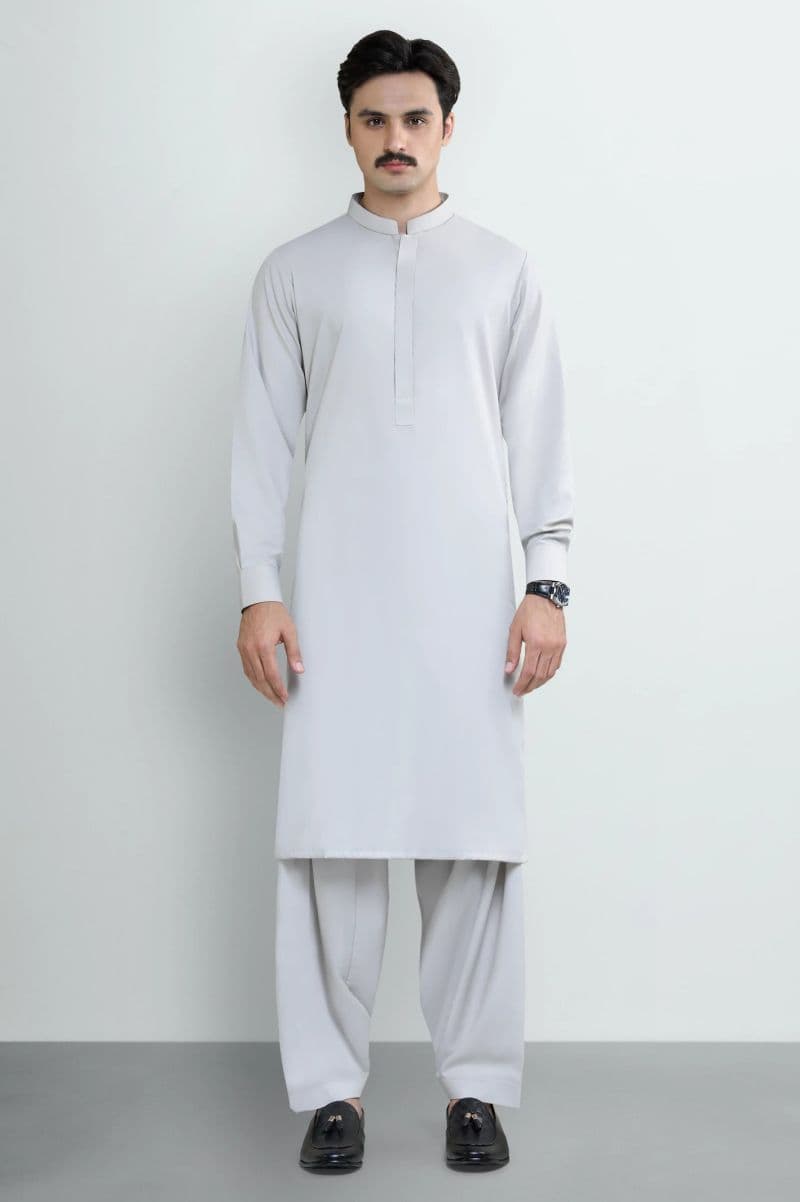 L-Grey Wash & Wear Shalwar Kameez
