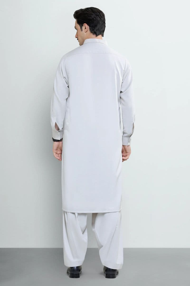 L-Grey Wash & Wear Shalwar Kameez