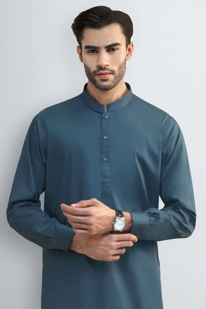 Bottle Green Cotton Shalwar Kameez