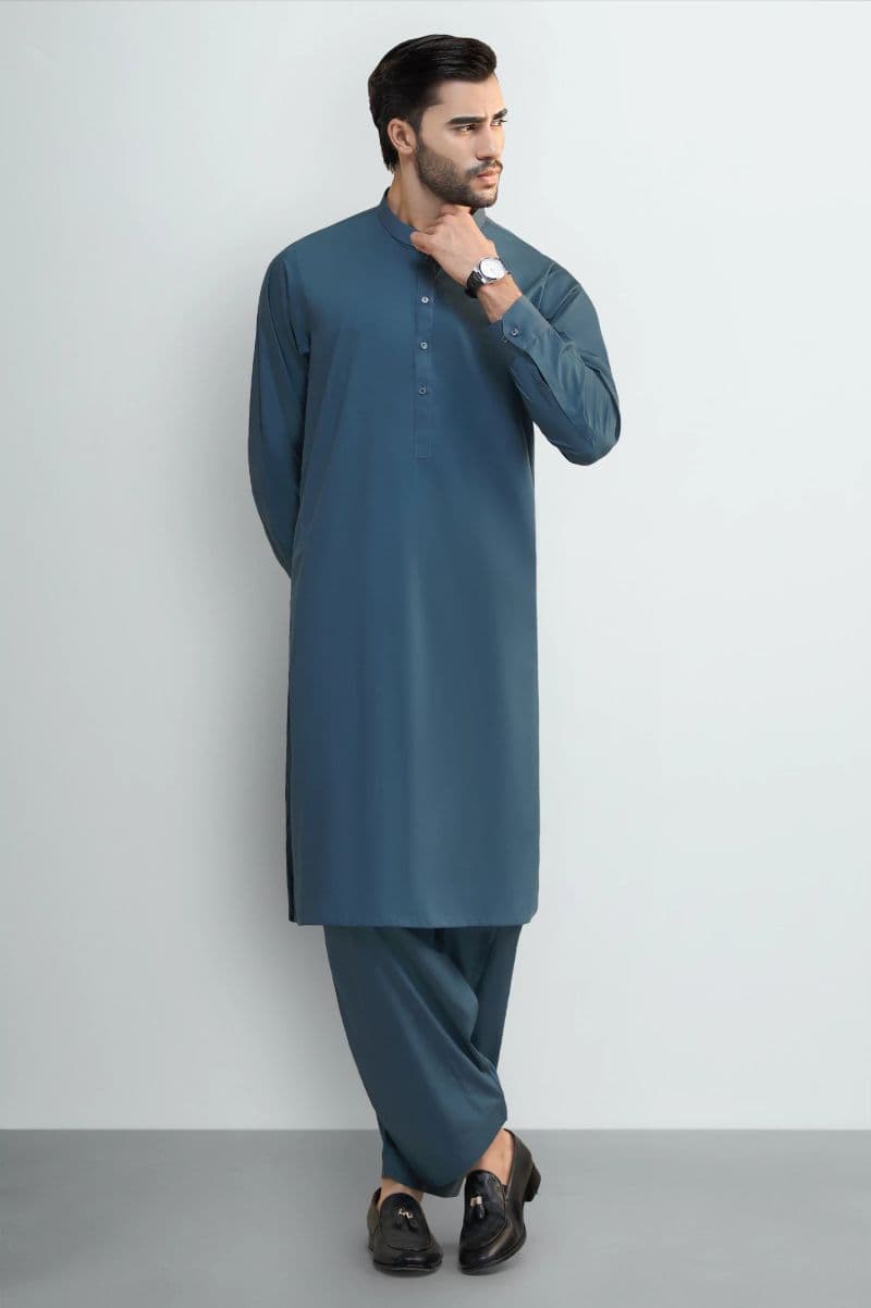 Bottle Green Cotton Shalwar Kameez