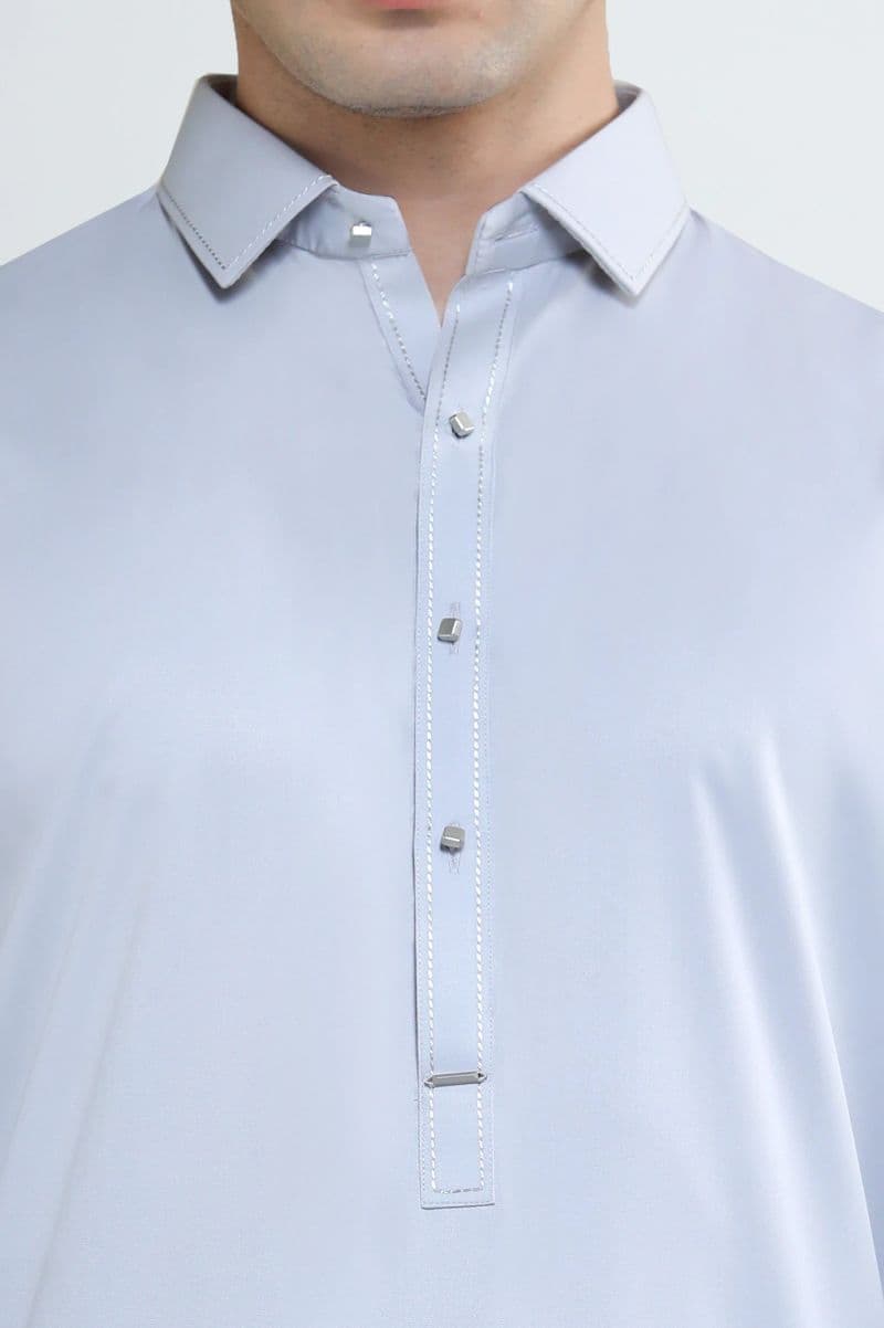 Light Grey Wash & Wear Shalwar Kameez thumbnail