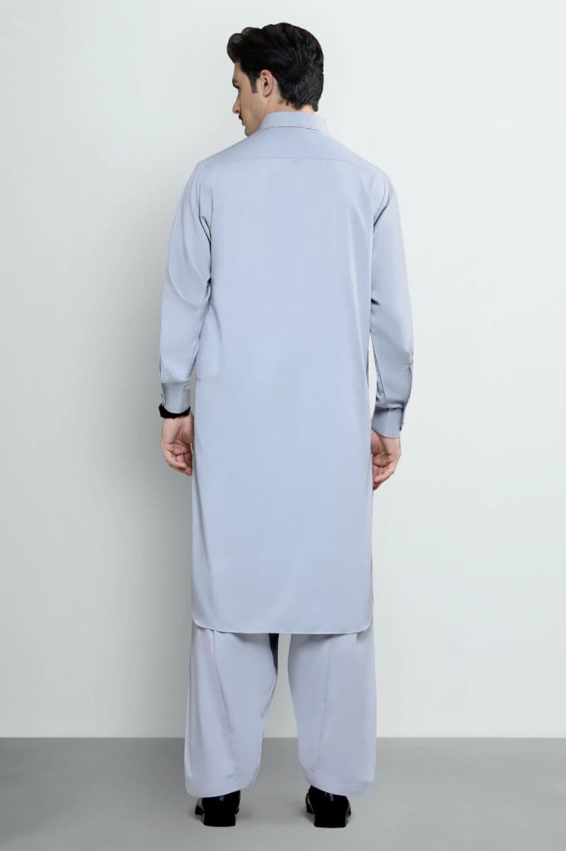 Light Grey Wash & Wear Shalwar Kameez thumbnail