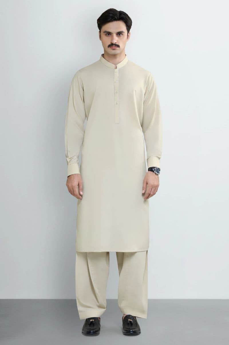 Beige Wash & Wear Shalwar Kameez thumbnail