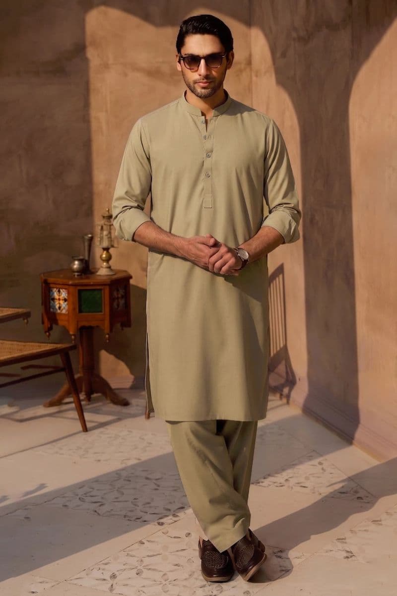 Fawn Wash & Wear Shalwar Kameez
